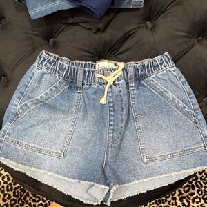 No Boundaries Light Blue Jean Shorts with Drawstring